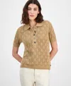 Tommy Hilfiger Women's Double Pointelle Knit Polo Top In Neutral