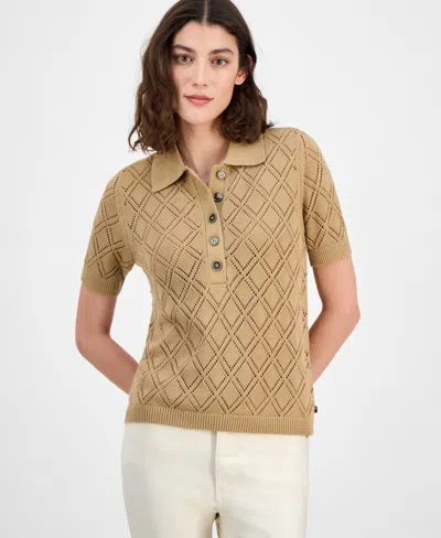 Tommy Hilfiger Women's Double Pointelle Knit Polo Top