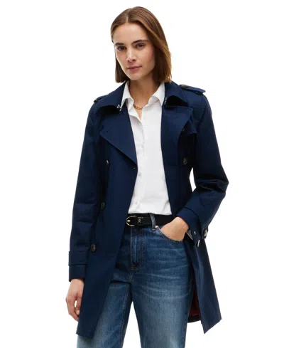 Tommy Hilfiger Women's Double-breasted Belted Trench Coat In Dark Blue