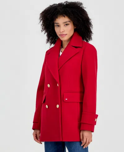 Tommy Hilfiger Women's Double-breasted Peacoat In Red
