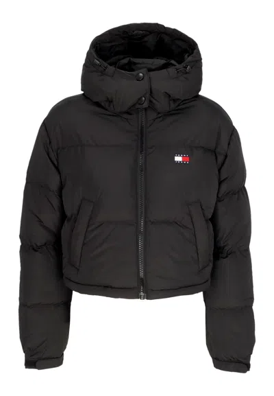 Tommy Hilfiger Women's Down Jacket Crop Alaska Puffer Black In Nero Neri E Grigi