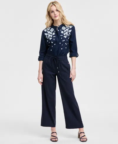 TOMMY HILFIGER WOMEN'S DRAWSTRING WIDE-LEG PANTS