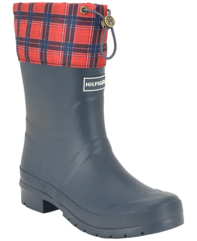 Tommy Hilfiger Women's Dryzzle Plaid Rain Boots In Red