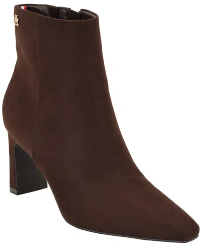 Tommy Hilfiger Women's Eddey Mid Height Block Heel Dress Booties In Brown