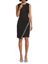 Tommy Hilfiger Women's Embellished Asymmetric Sheath Dress In Black