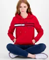 Tommy Hilfiger Women's Embroidered Logo Hooded Sweatshirt In Red