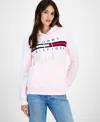 Tommy Hilfiger Women's Embroidered Logo Hooded Sweatshirt In Pink
