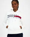 Tommy Hilfiger Plus Womens Sweatshirt Fitness Hoodie In White
