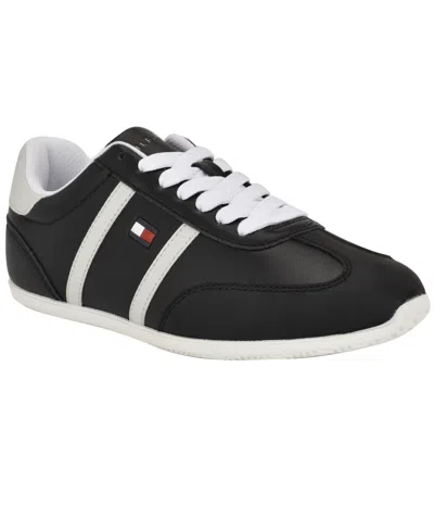 Tommy Hilfiger Women's Eryanne Signature Logo Lace-up Sneakers In Black