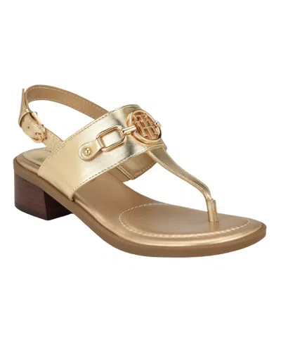 Tommy Hilfiger Women's Ezmeai Block Heeled Sandal In Gold