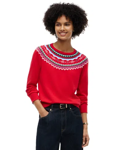 Tommy Hilfiger Women's Fair Isle Fitted Crewneck Sweater In Red
