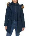Tommy Hilfiger Women's Faux-fur-trim Hooded Puffer Coat, Created For Macy's In Navy