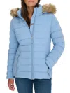 Tommy Hilfiger Women's Faux-fur Trim Hooded Puffer Jacket In Blue