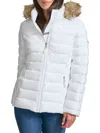 Tommy Hilfiger Women's Faux-fur Trim Hooded Puffer Jacket In White