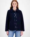Tommy Hilfiger Women's Faux-sherpa Snap-front Jacket In Blue