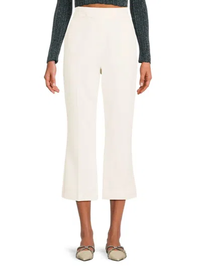 Tommy Hilfiger Women's Flat Front Flared Cropped Pants In Ivory
