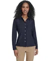 Tommy Hilfiger Women's Floral Clip Button-up Top In Blue