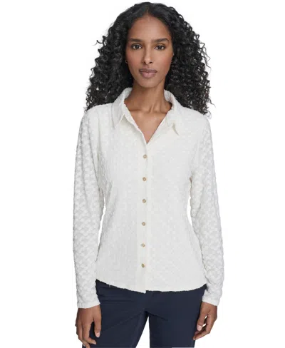 Tommy Hilfiger Women's Floral Clip Button-up Top In White
