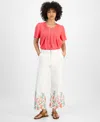 Tommy Hilfiger Women's Floral-hem Cropped Jeans In Bright White
