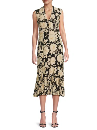 Tommy Hilfiger Women's Floral Jersey Midi-dress In Black