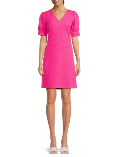 Tommy Hilfiger Women's Floral Knit Mini Dress In Hot Pink