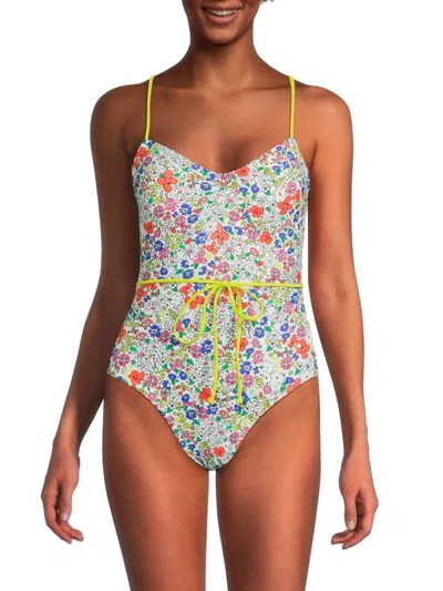 Tommy Hilfiger Women's Floral One-piece Swimsuit In Soft White Multi