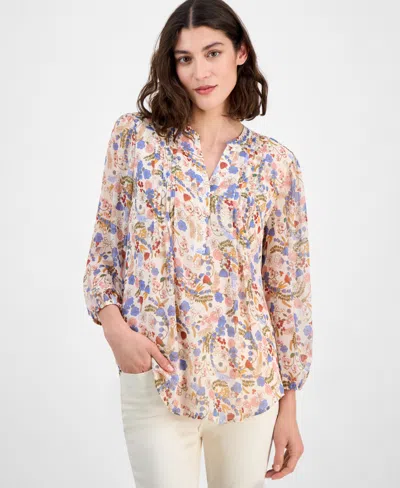 Tommy Hilfiger Women's Floral Pintuck Blouse In Multi
