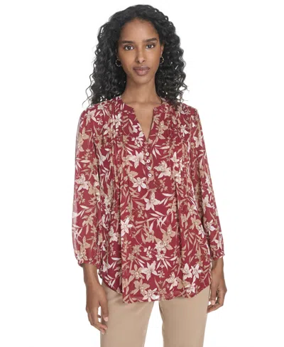 Tommy Hilfiger Women's Floral Pintucked Blouse In Multi