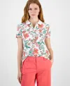 Tommy Hilfiger Women's Floral-print Polo Shirt In Bright White Multi