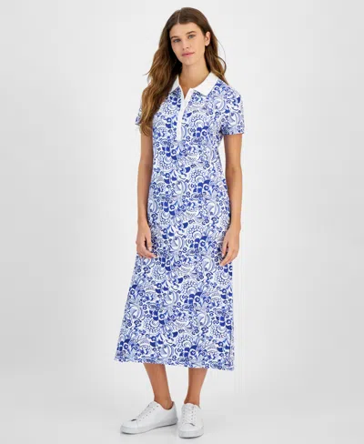 Tommy Hilfiger Women's Floral-print Short-sleeve Dress In Prov Multi