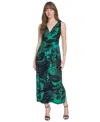 Tommy Hilfiger Women's Floral-print Sleeveless Ruched Dress In Sky Capatin,parakeet