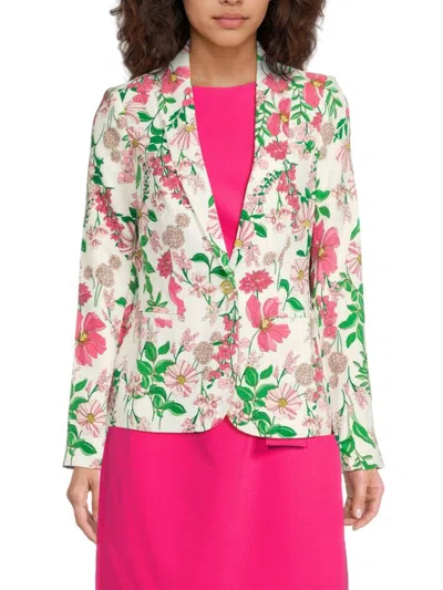 TOMMY HILFIGER WOMEN'S FLORAL PRINT STRETCH-CREPE BLAZER