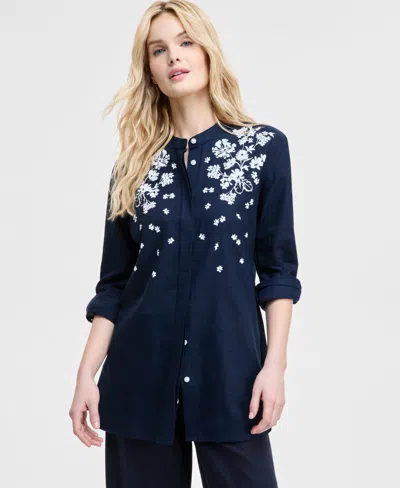 TOMMY HILFIGER WOMEN'S FLORAL PUFF-PRINT TUNIC