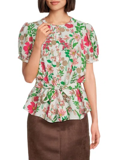 Tommy Hilfiger Women's Floral Puff Sleeve Blouse In Floral Multi
