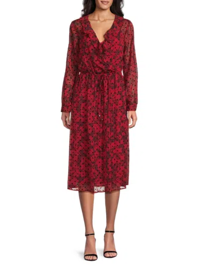 Tommy Hilfiger Women's Floral Ruffle Chiffon Midi-dress In Multi