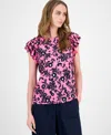 Tommy Hilfiger Women's Floral Ruffled Cap-sleeve Top In Multi