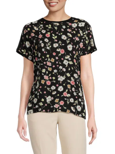 Tommy Hilfiger Women's Floral Short Sleeve Tee In Black