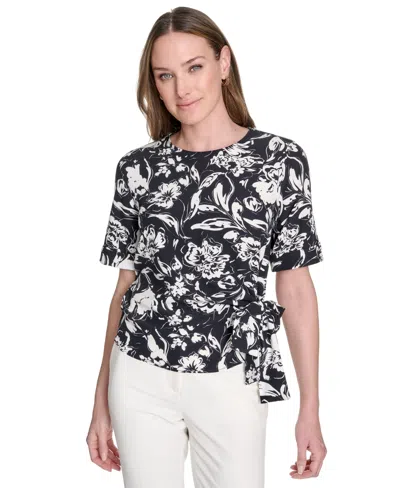 Tommy Hilfiger Women's Floral Tie-waist Short-sleeve Top