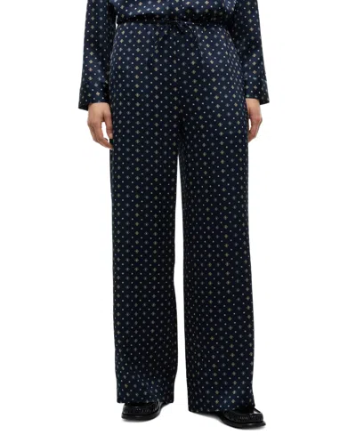 Tommy Hilfiger Women's Fluid Pull On Wide-leg Satin Pants In Blue