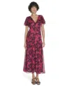 Tommy Hilfiger Women's Flutter Sleeve V-neck Dress In Purple