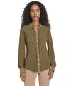 Tommy Hilfiger Women's Foulard Ruffle Button-up Top In Green