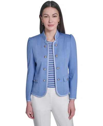 Tommy Hilfiger Women's Framed Band Mandarin Collar Jacket In Blue