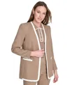 Tommy Hilfiger Women's Framed Collarless Open-front Blazer In Brown
