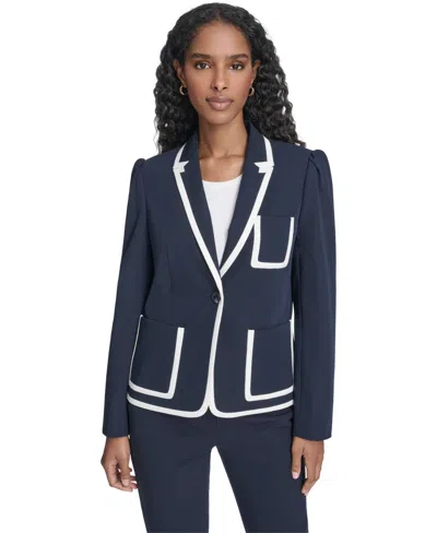 Tommy Hilfiger Women's Framed One-button Blazer In Blue