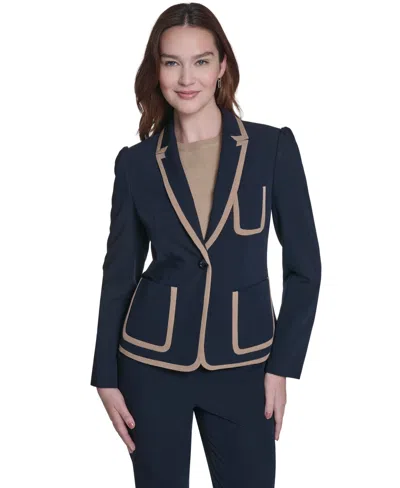 Tommy Hilfiger Women's Framed One-button Blazer In Blue