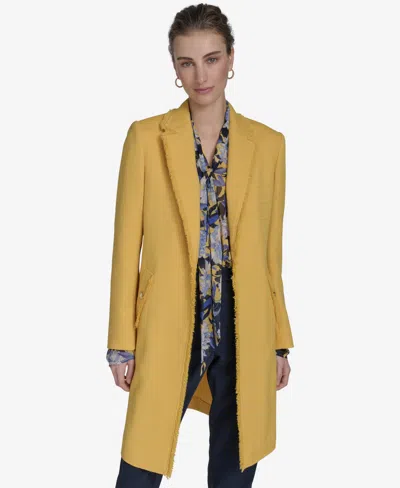 Tommy Hilfiger Women's Fringe-trimmed Open-front Topper Jacket In Deep Maize