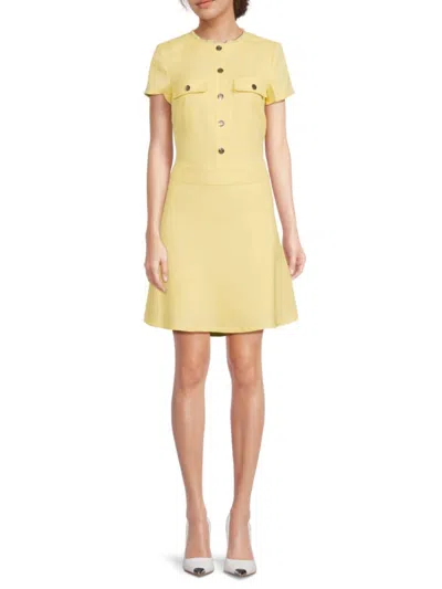 Tommy Hilfiger Women's Fringed Pocket Minidress In Yellow