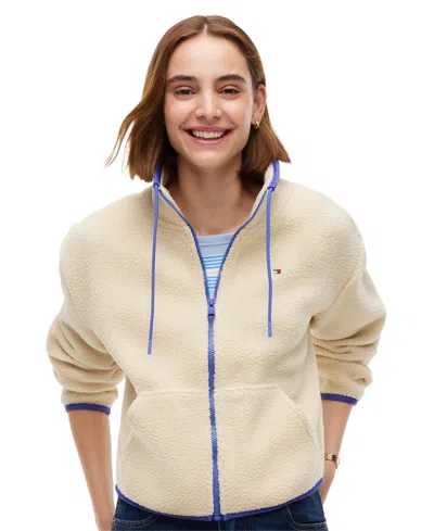 Tommy Hilfiger Women's Funnel Neck Long-sleeve Fleece Jacket In Gold