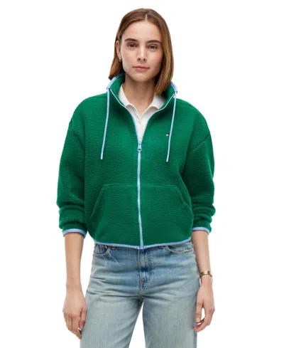 Tommy Hilfiger Women's Funnel Neck Long-sleeve Fleece Jacket In Multi