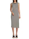 Tommy Hilfiger Women's Striped Crossover Midi Dress In Gray